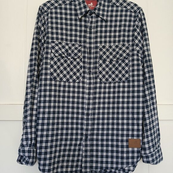 DuxBak Thomas Cook Shirt Men's Small Thermal Brushed Cotton Button Up Blue Plaid - Picture 1 of 11